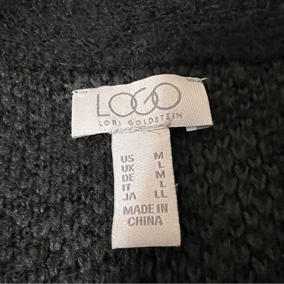 LOGO Lori Goldstein Black Cheetah Print Long Cardigan Sweater Oversized Medium - Picture 6 of 7